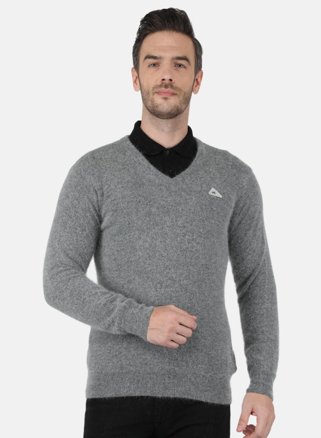 Men Grey Solid Pullover