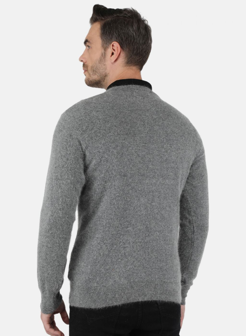 Men Grey Solid Pullover