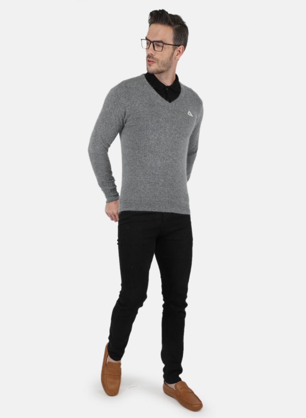 Men Grey Solid Pullover