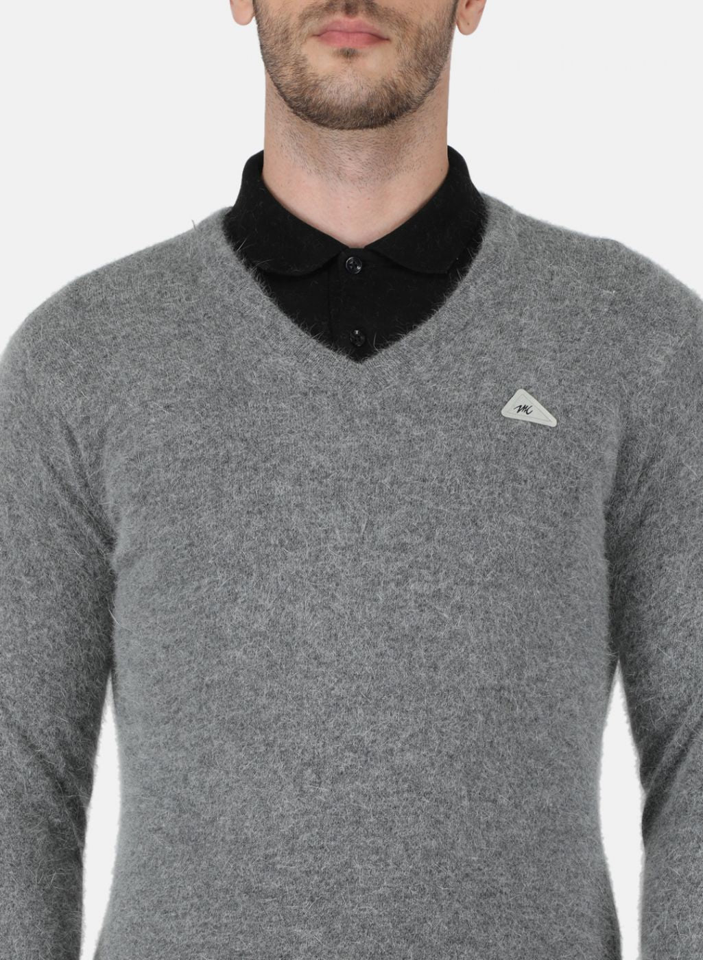 Men Grey Solid Pullover