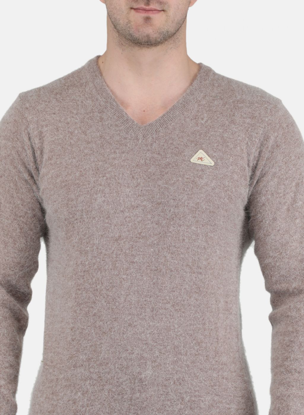 Men Beige Solid Pullover