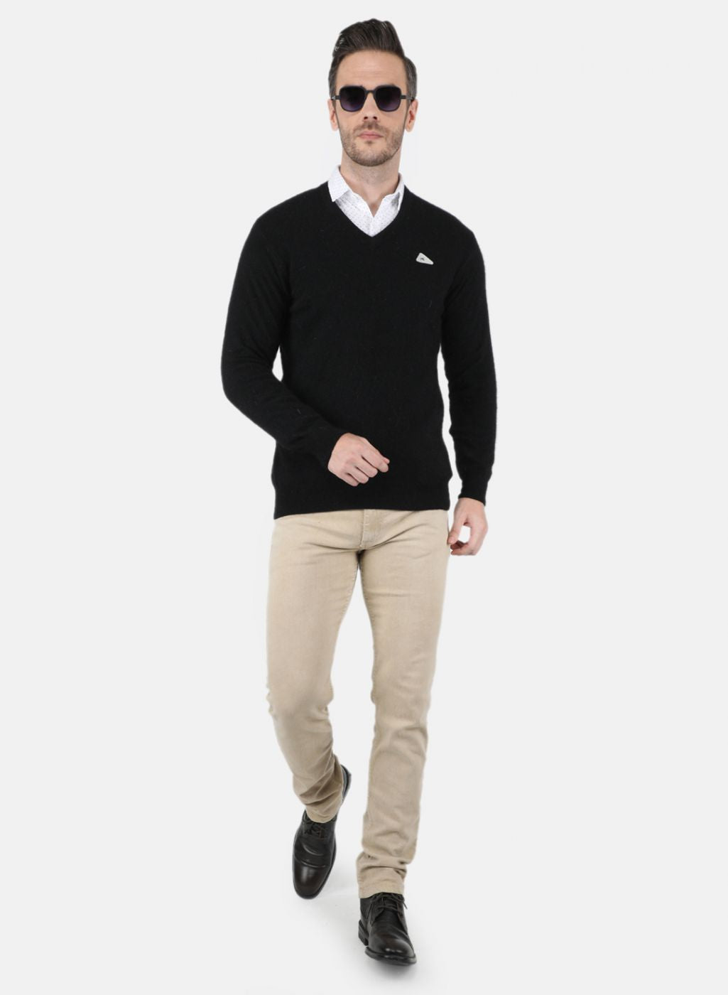 Men Black Solid Pullover