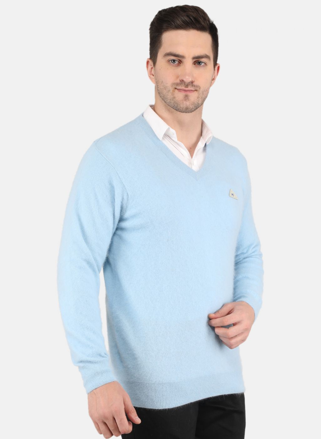 Men Blue Solid Pullover