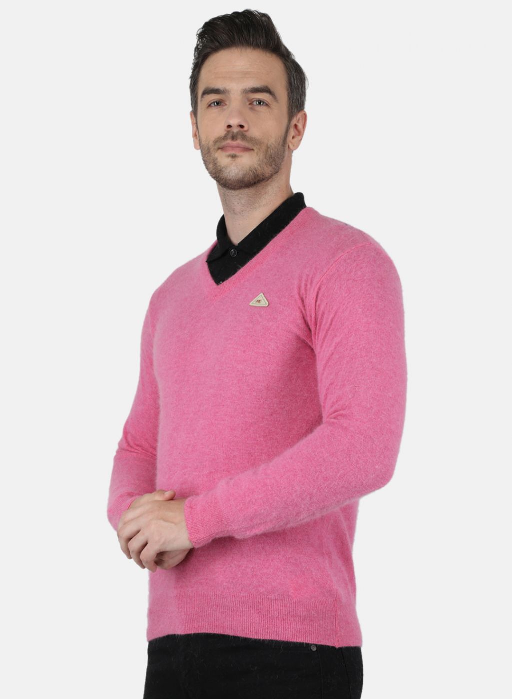 Men Pink Solid Pullover