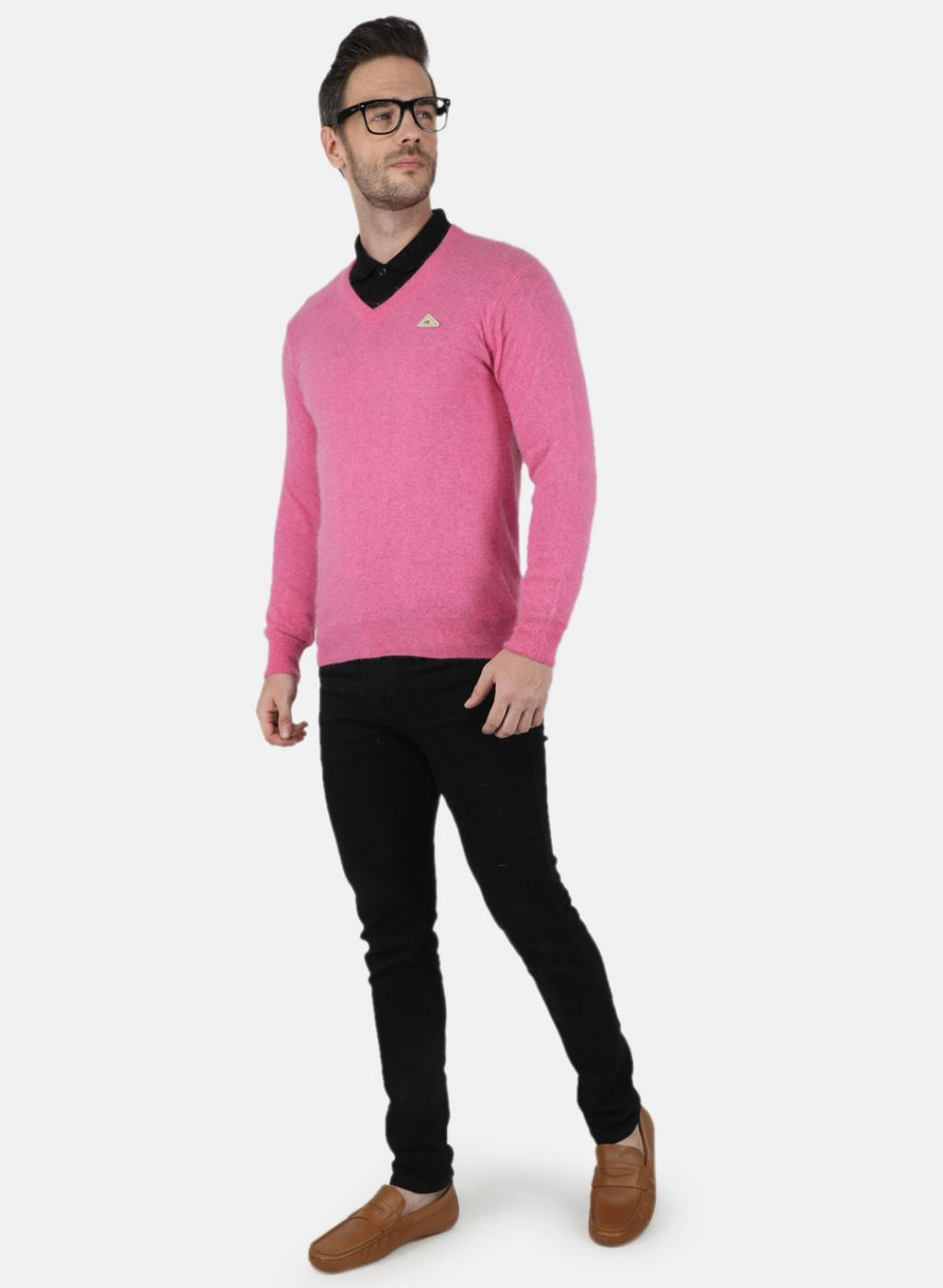 Men Pink Solid Pullover