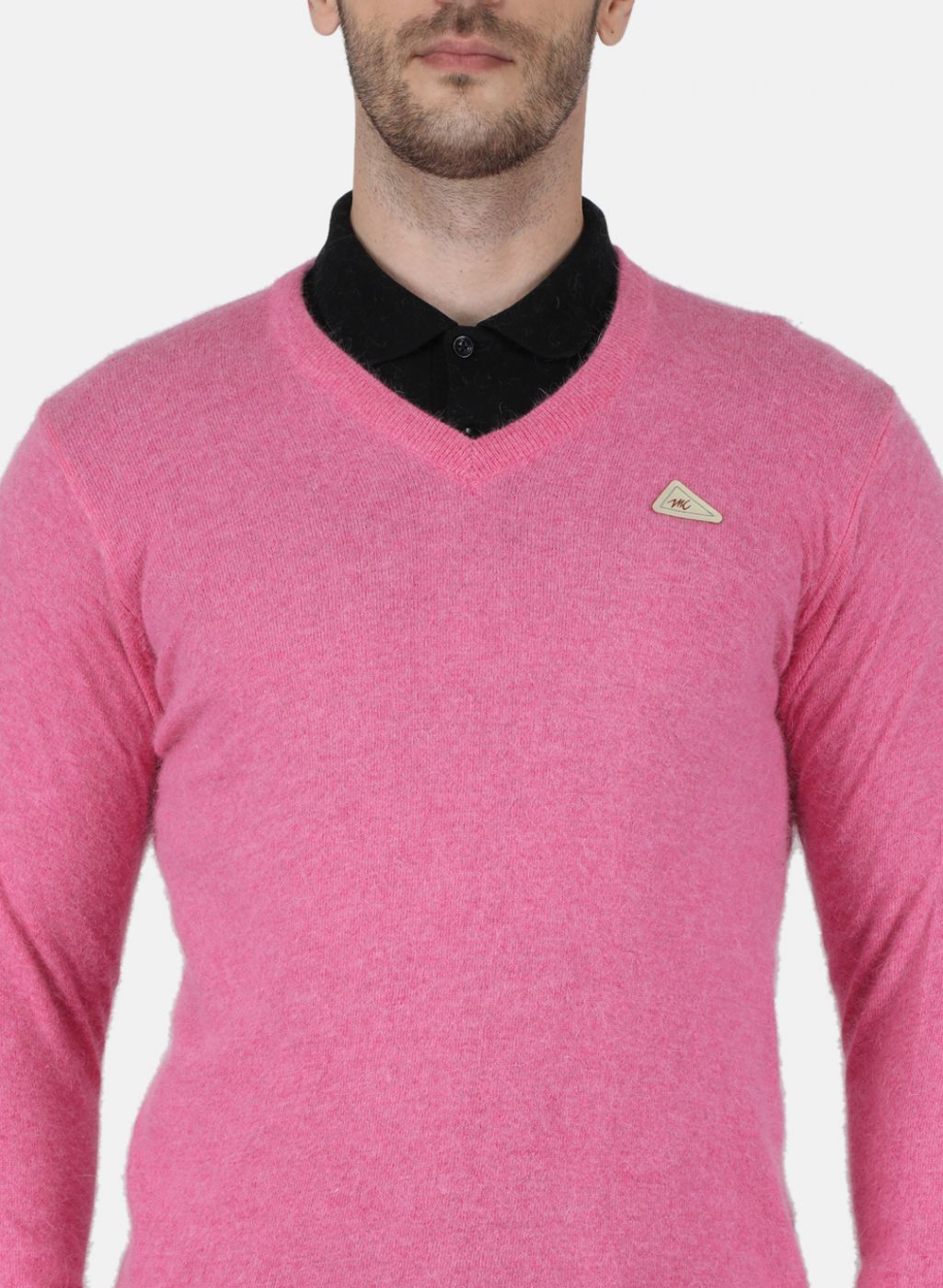 Men Pink Solid Pullover