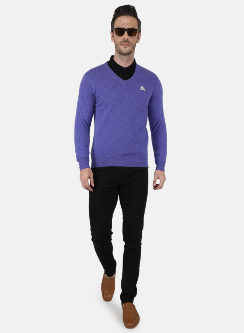 Men Purple Solid Pullover