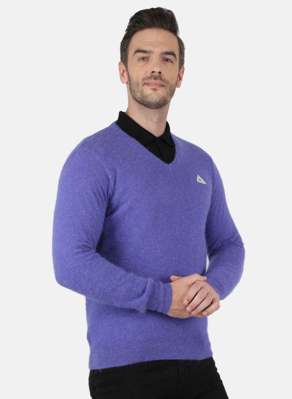 Men Purple Solid Pullover