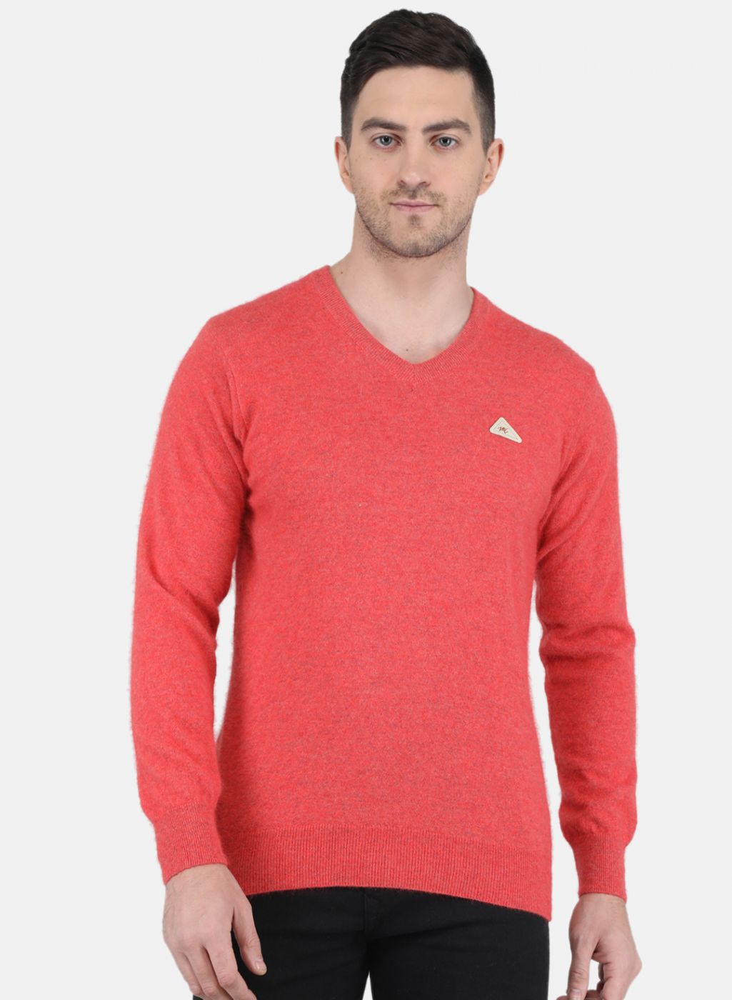 Men Red Solid Pullover