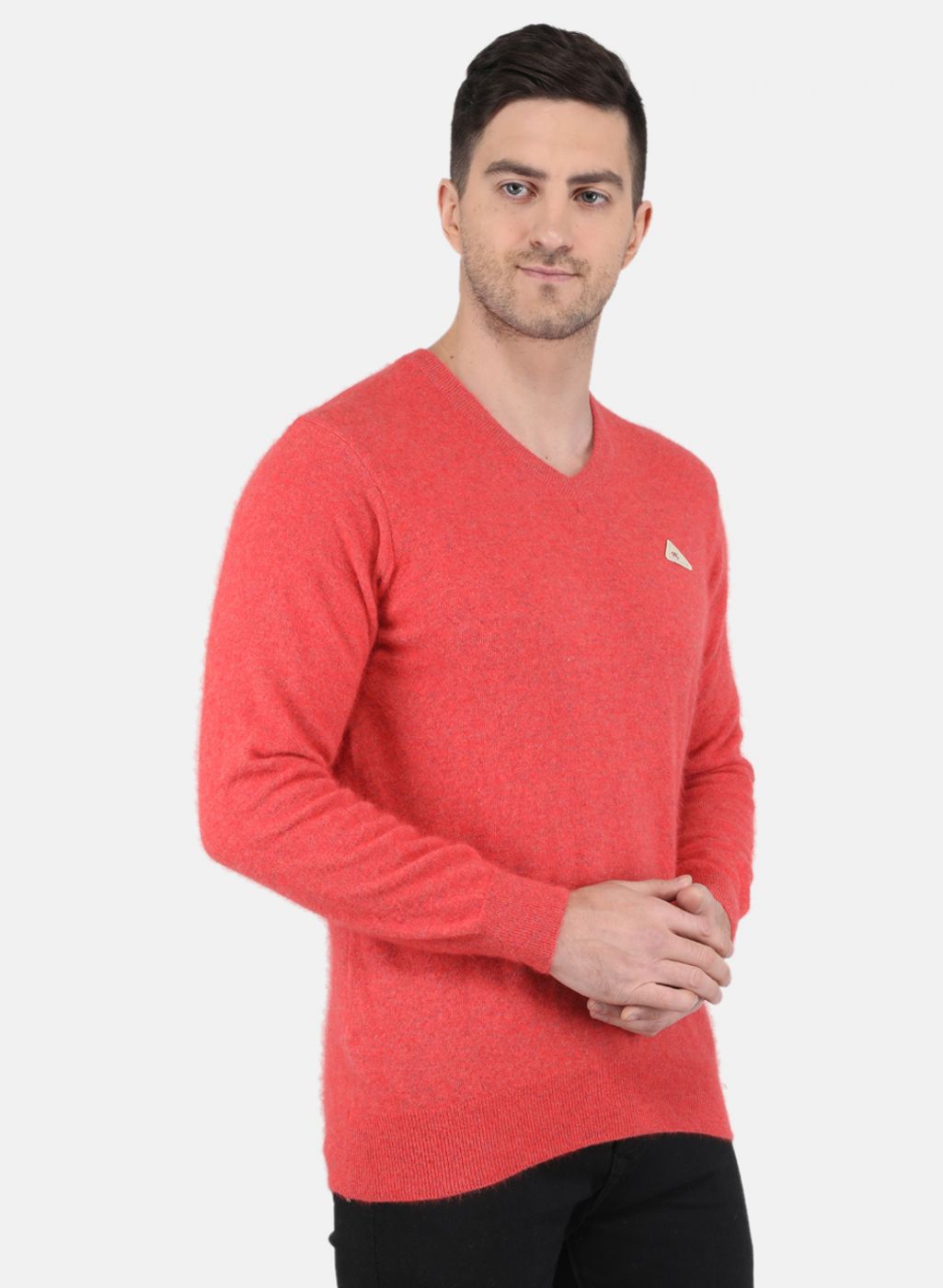 Men Red Solid Pullover