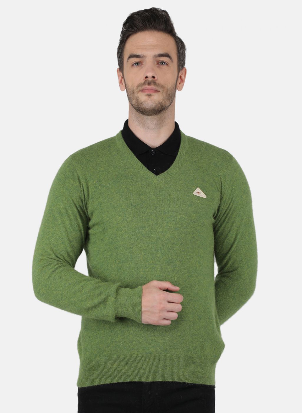 Men Olive Solid Pullover