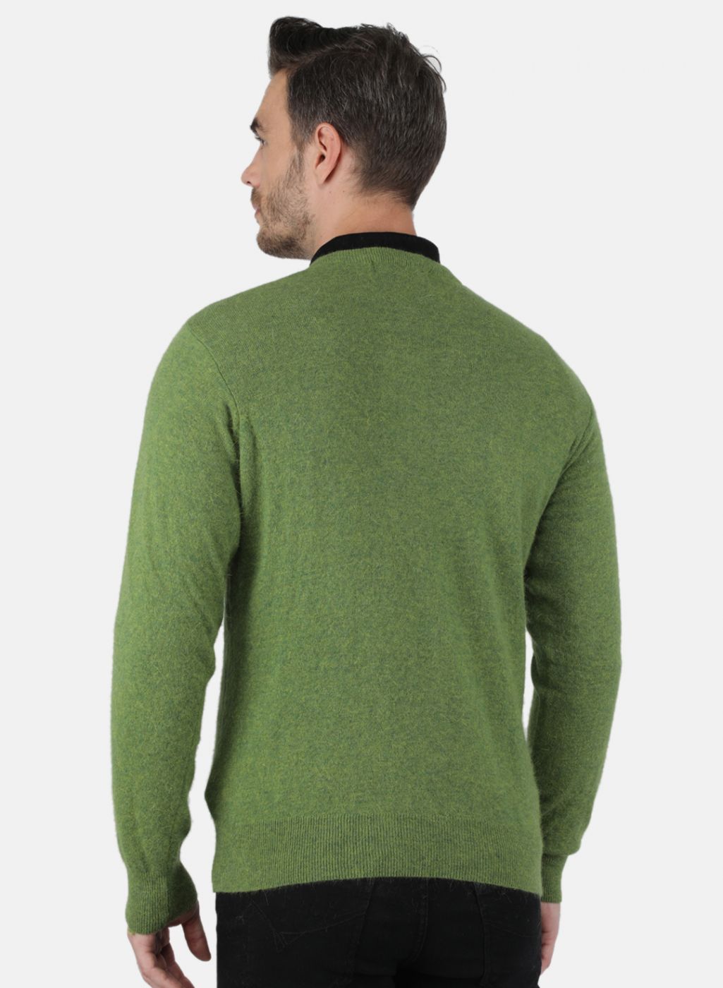 Men Olive Solid Pullover