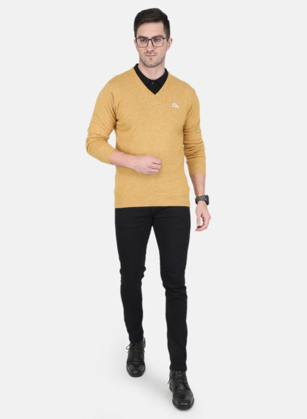 Men Yellow Solid Pullover