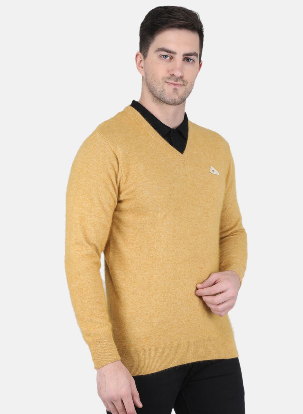 Men Yellow Solid Pullover