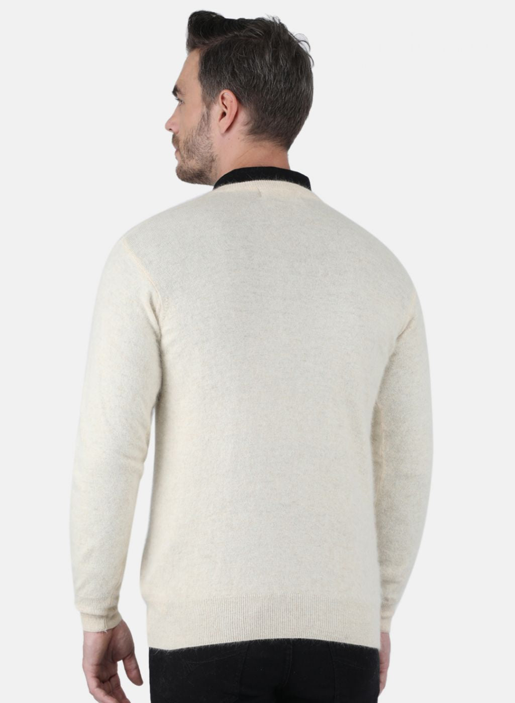 Men Cream Solid Sweater