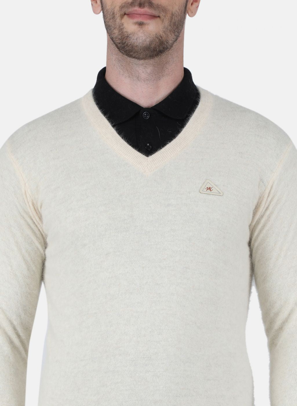 Men Cream Solid Sweater