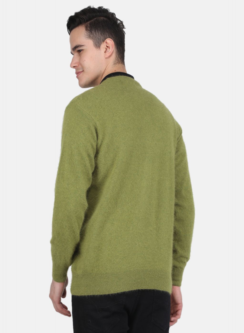 Men Olive Solid Pullover