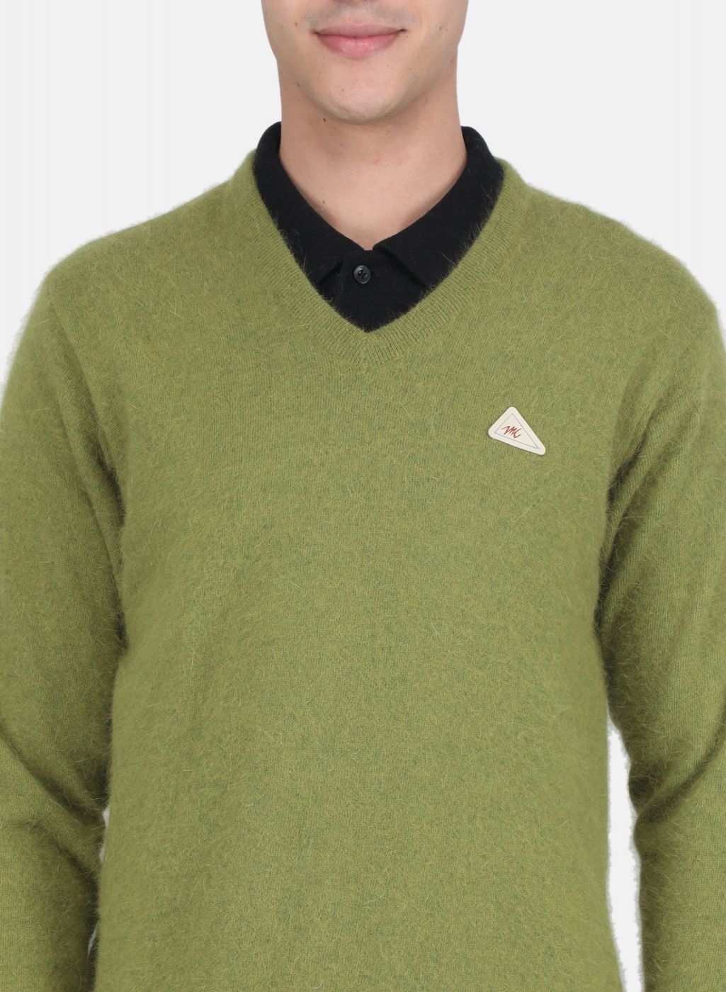 Men Olive Solid Pullover