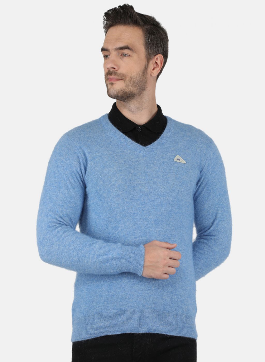 Men Blue Solid Pullover