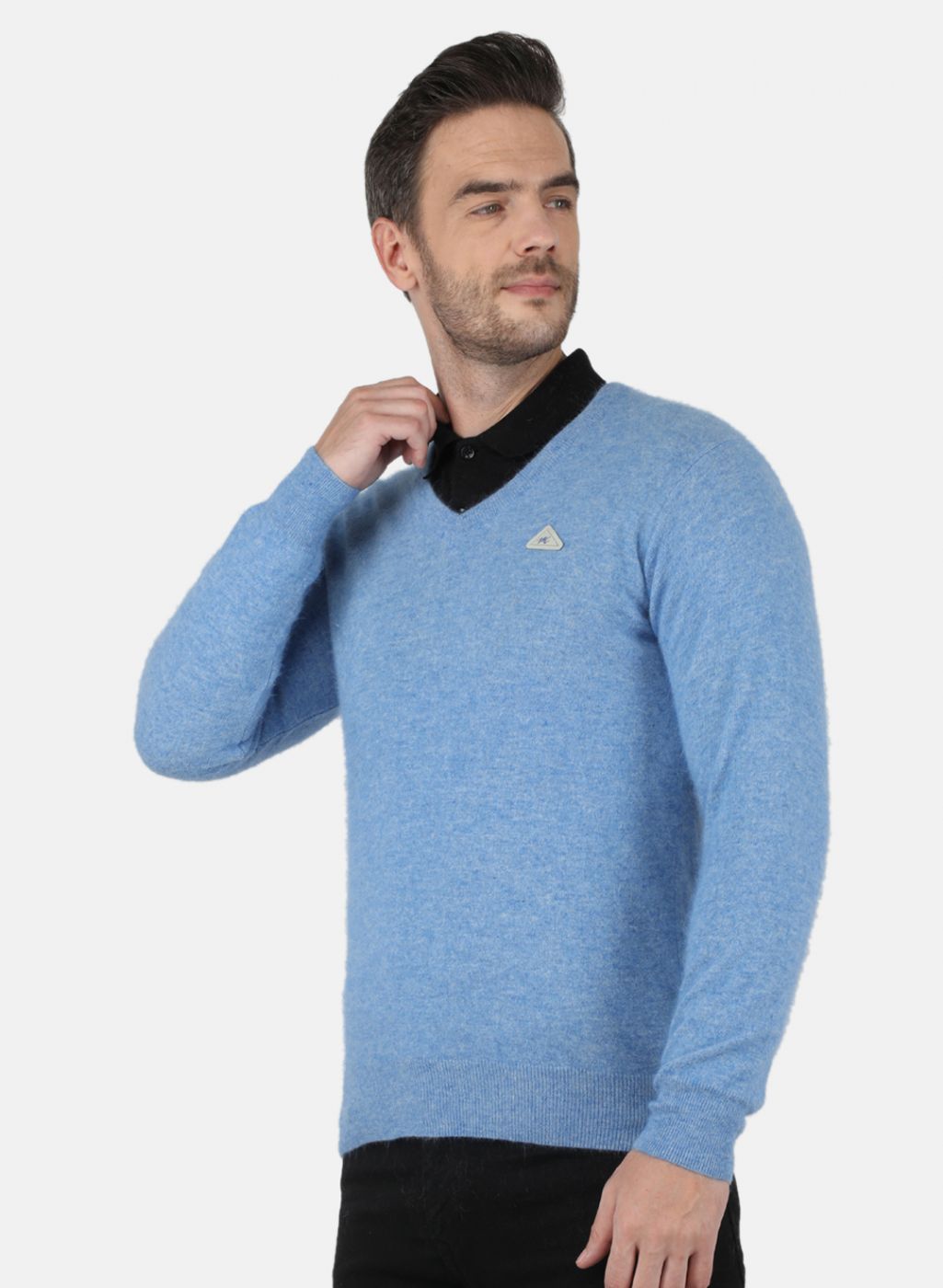 Men Blue Solid Pullover