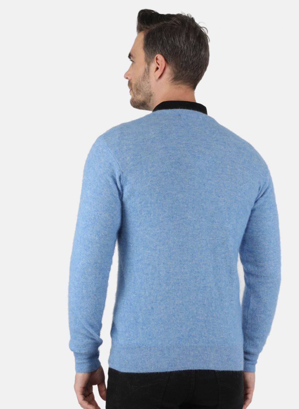 Men Blue Solid Pullover