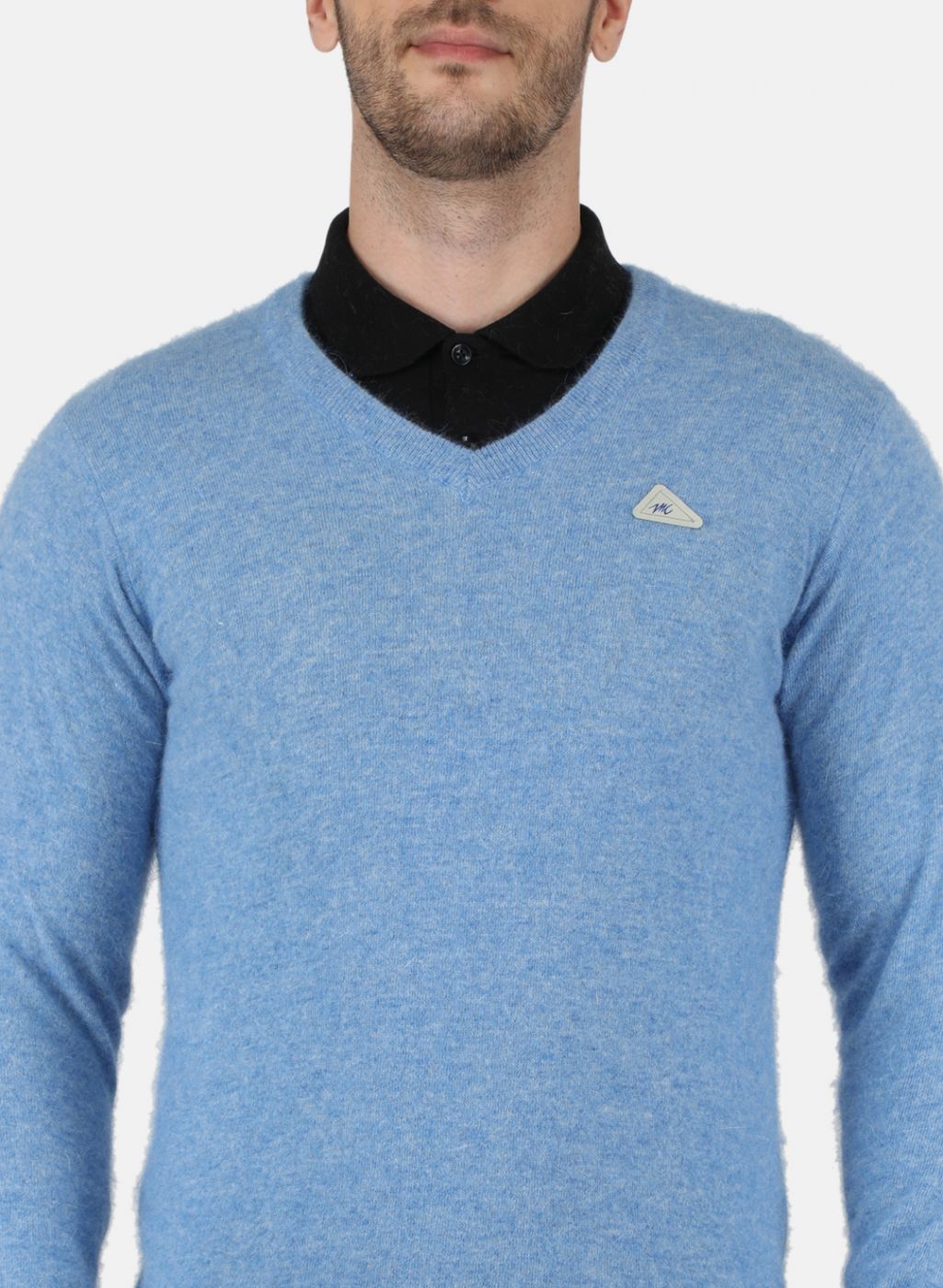 Men Blue Solid Pullover