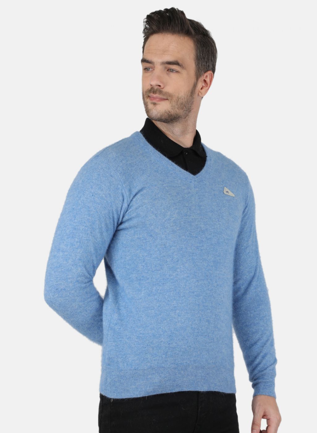 Men Blue Solid Pullover