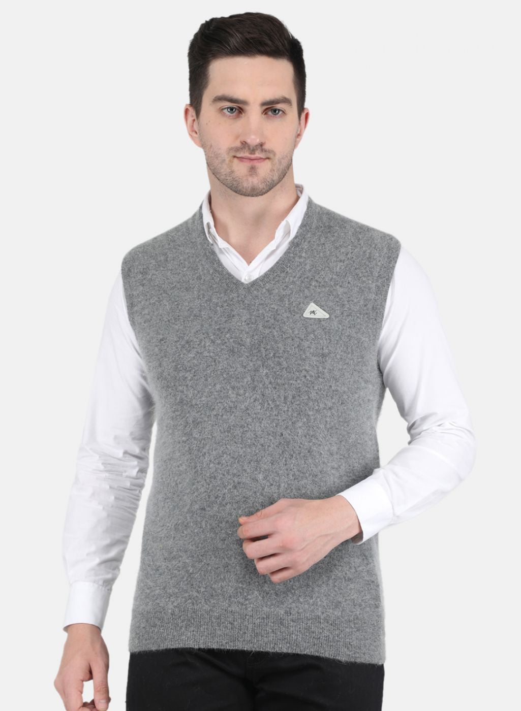 Men Grey Solid Sweater