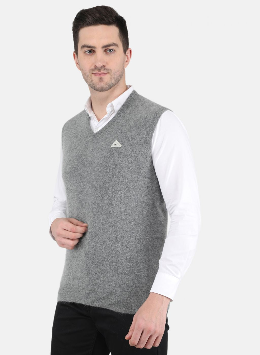 Men Grey Solid Sweater