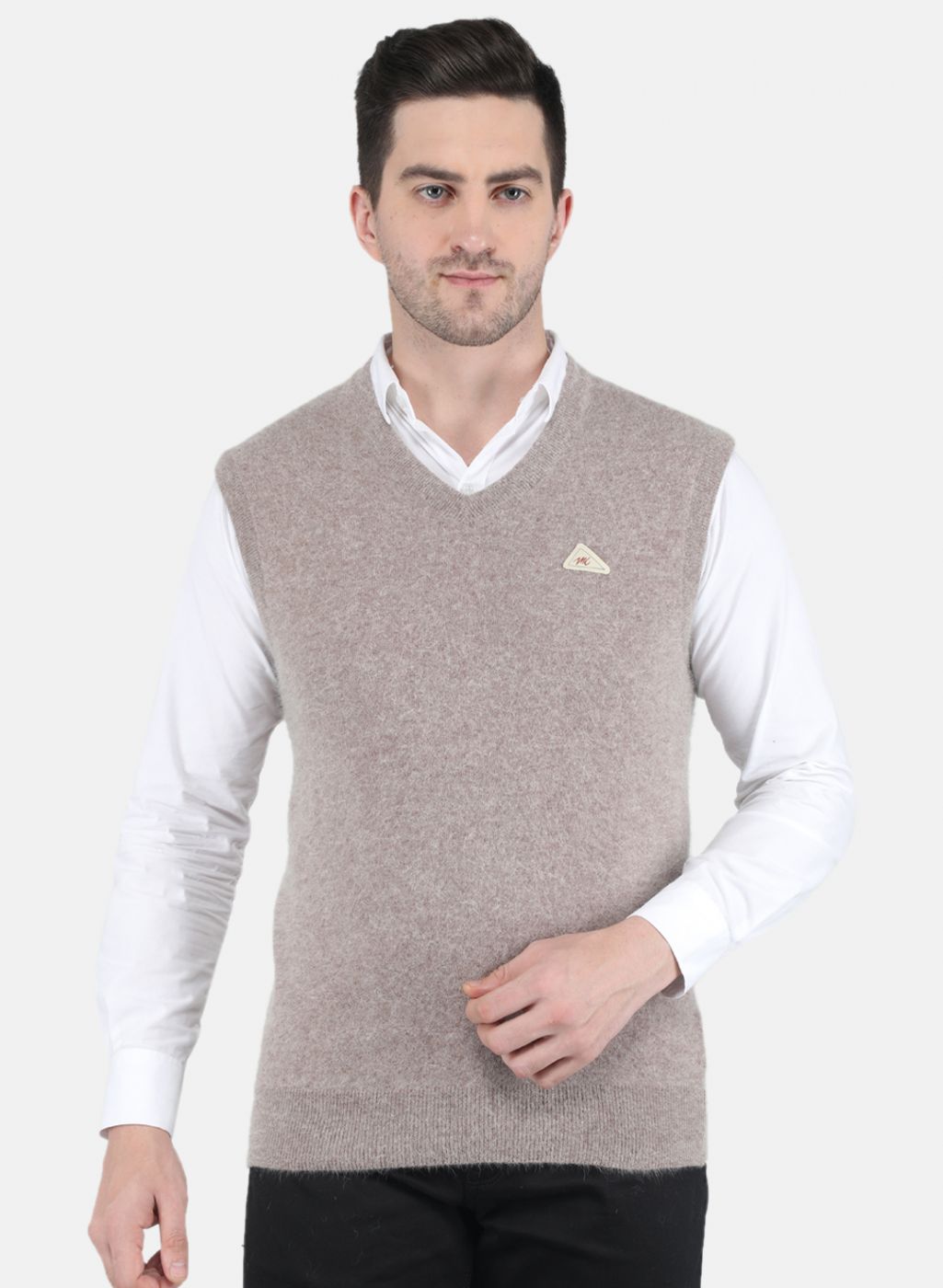 Men Beige Solid Sweater