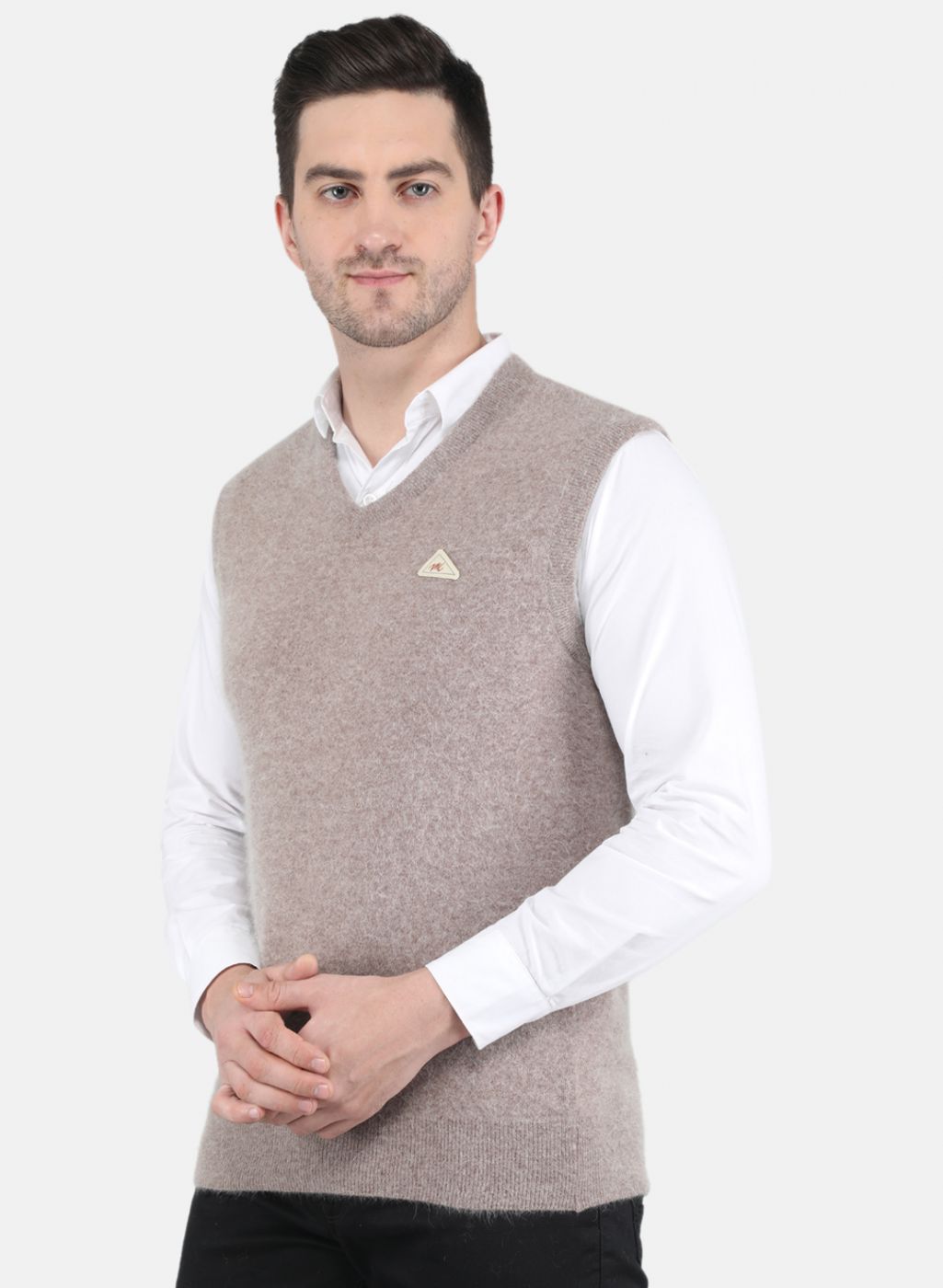 Men Beige Solid Sweater