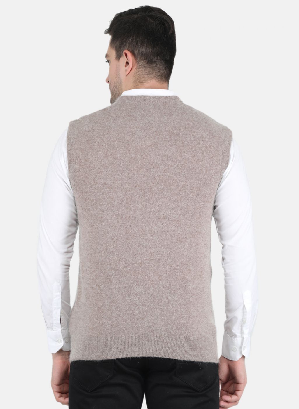 Men Beige Solid Sweater