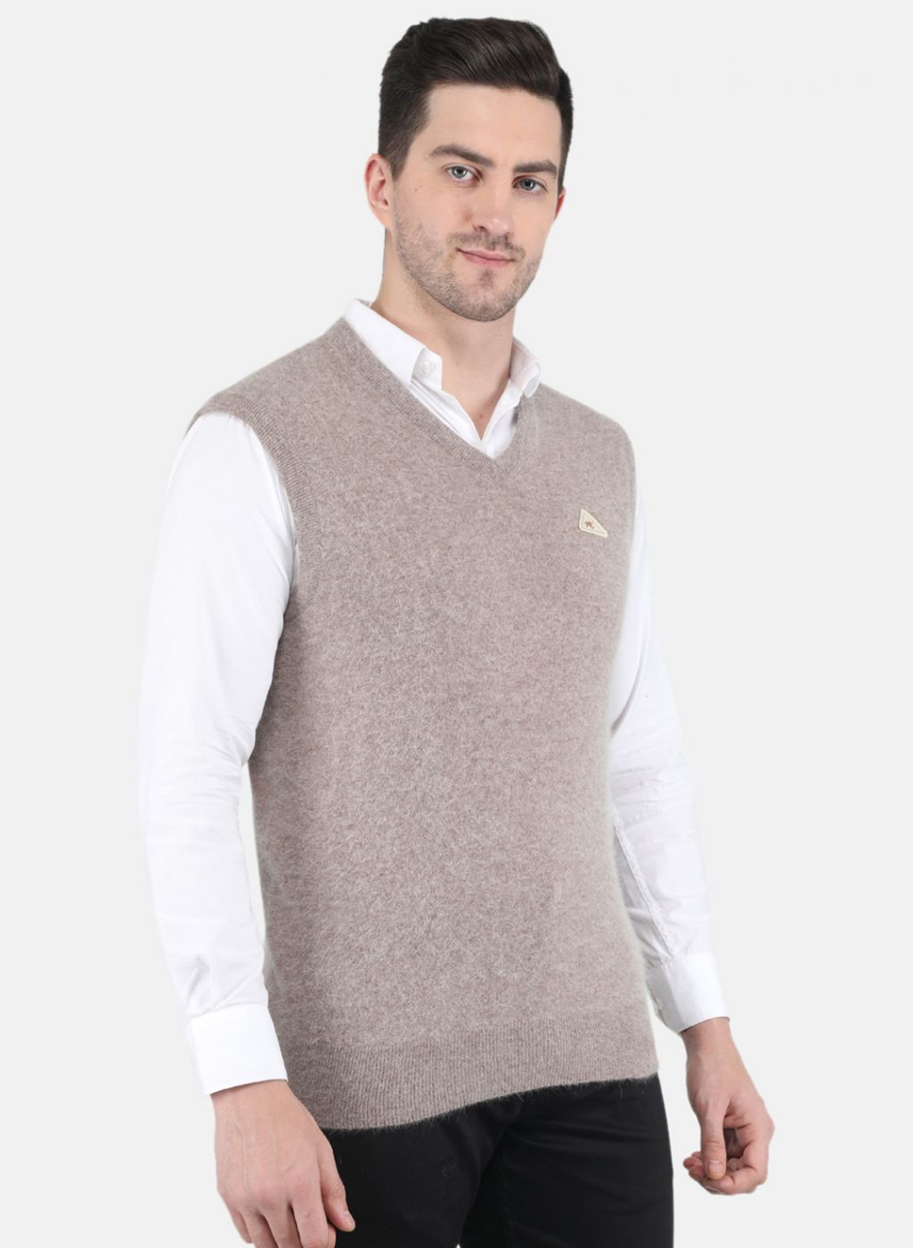 Men Beige Solid Sweater