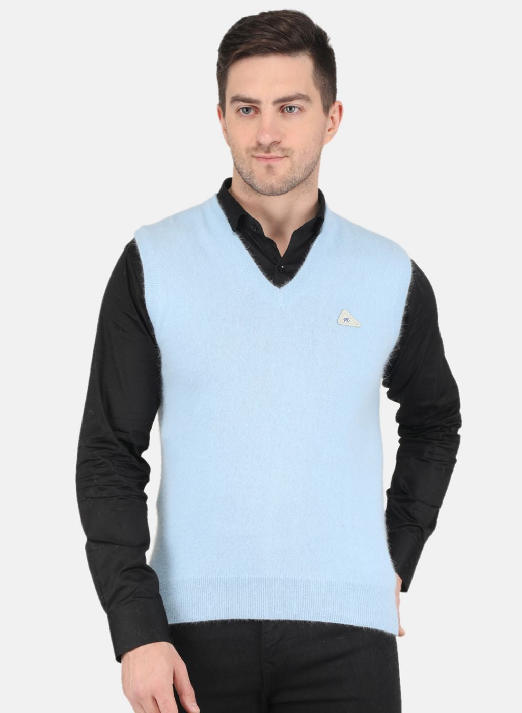 Men Blue Solid Sweater