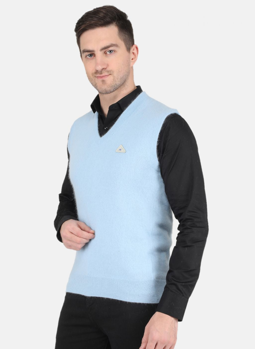 Men Blue Solid Sweater