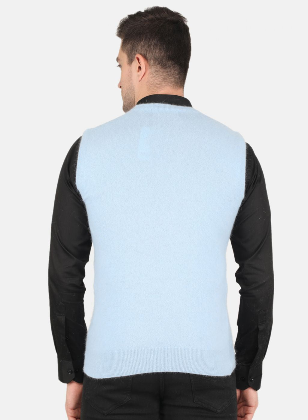 Men Blue Solid Sweater