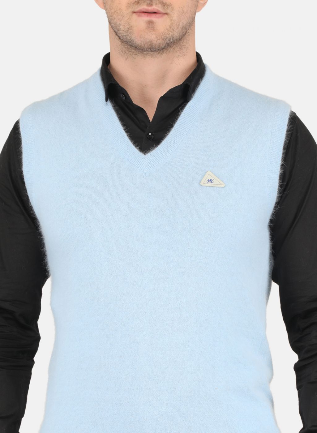 Men Blue Solid Sweater