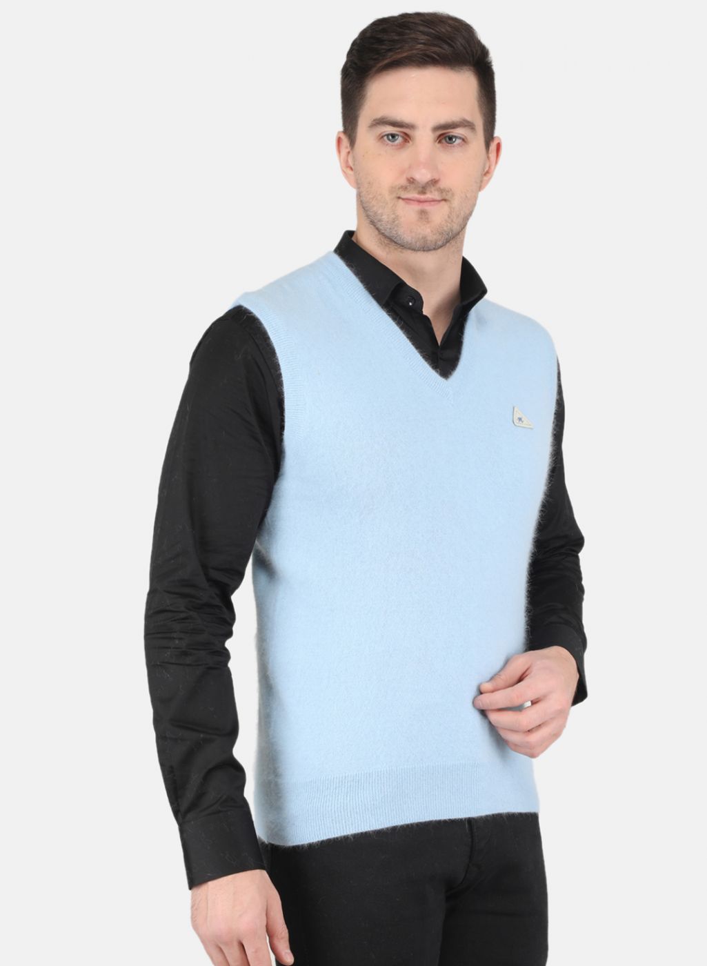 Men Blue Solid Sweater