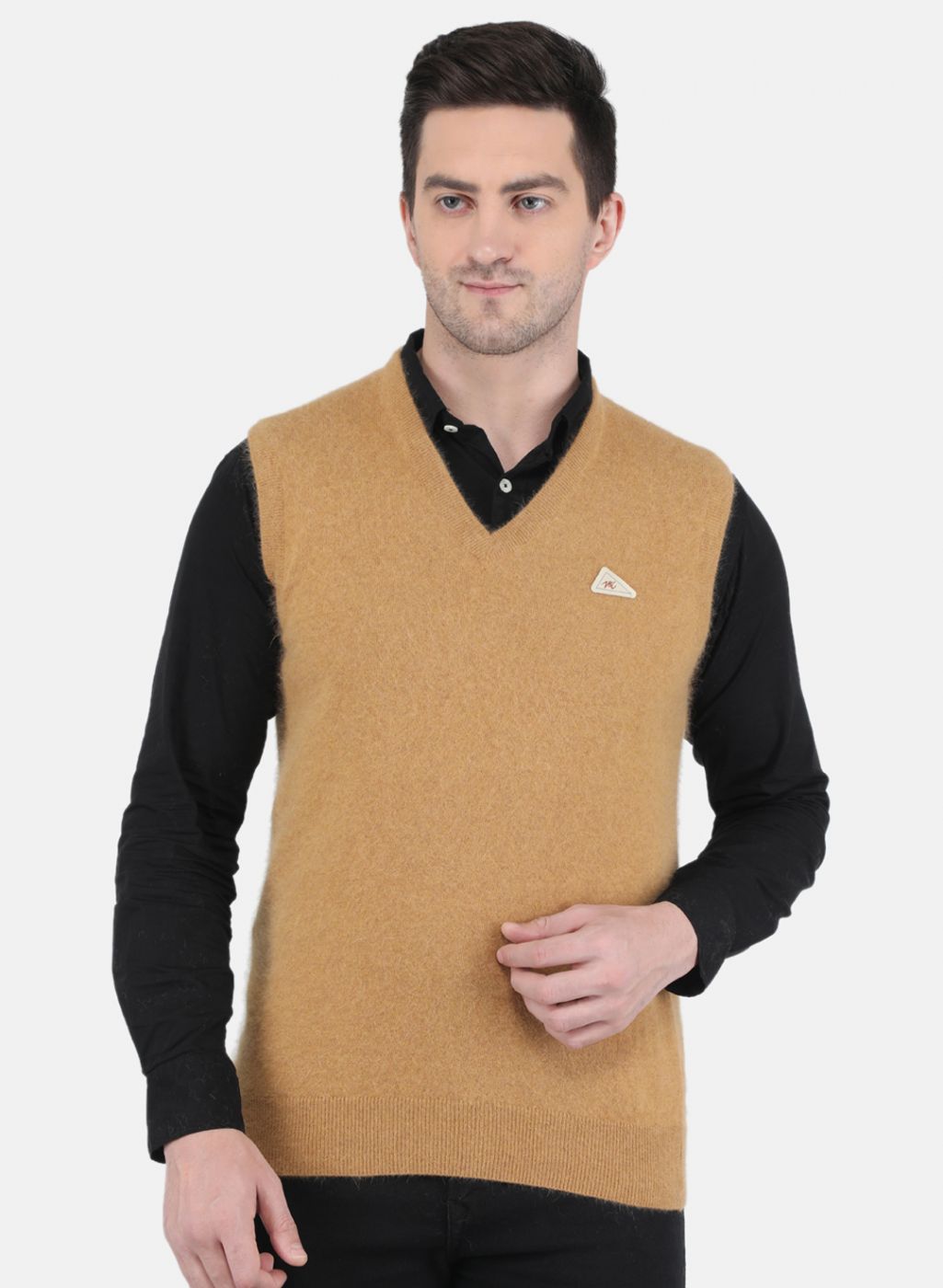 Men Brown Solid Sweater