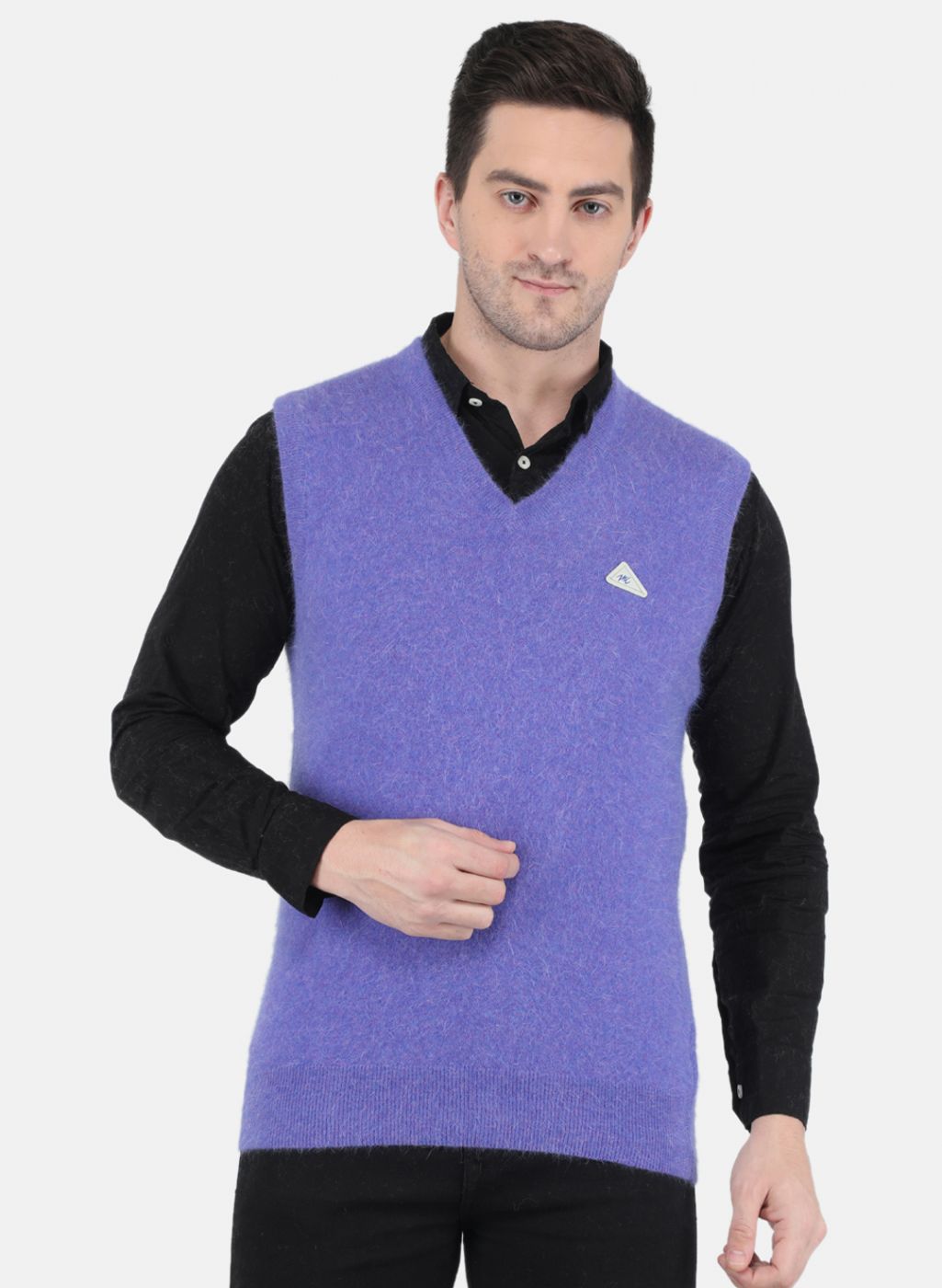 Men Purple Solid Sweater