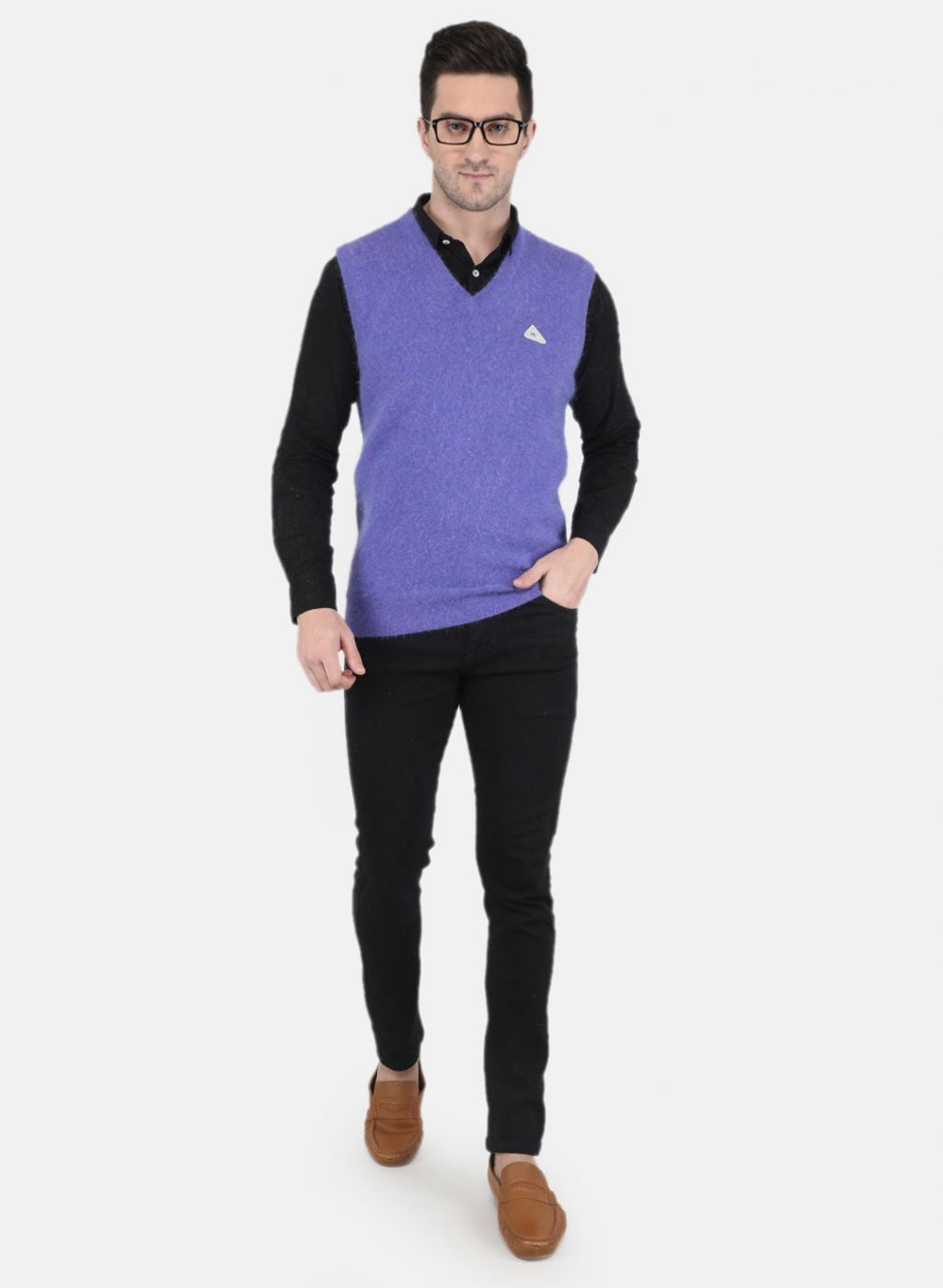 Men Purple Solid Sweater