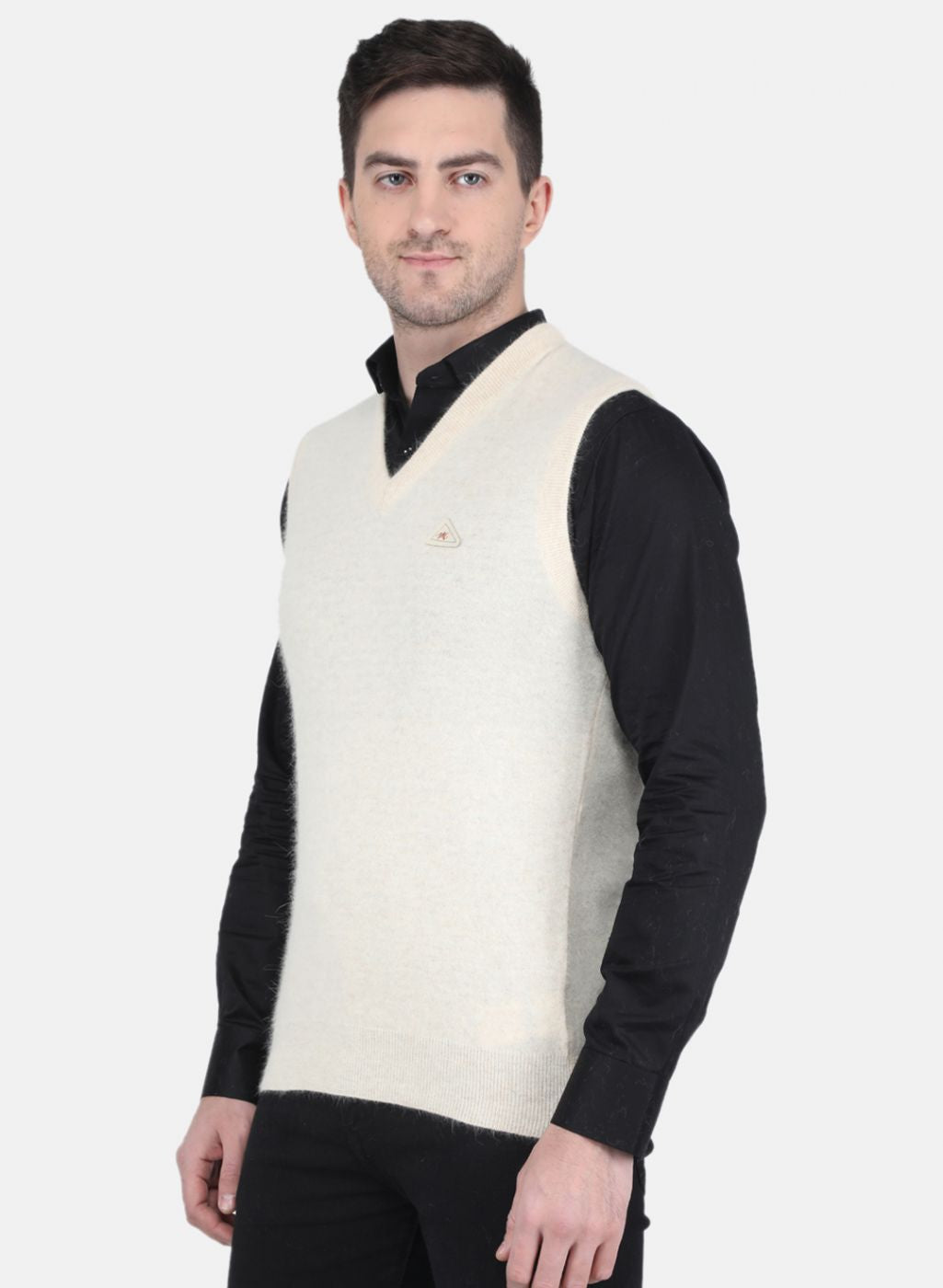 Men Cream Solid Sweater