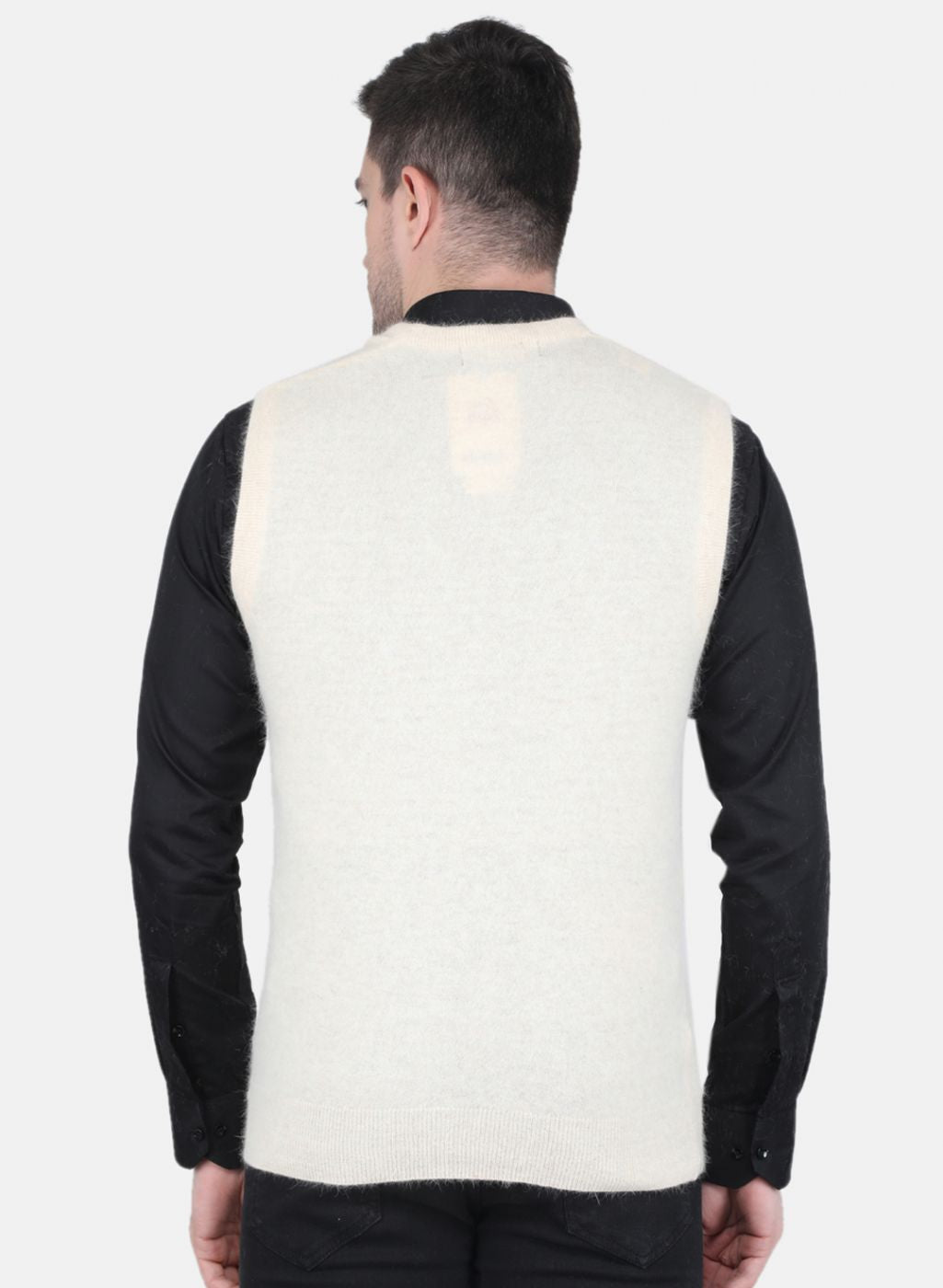 Men Cream Solid Sweater