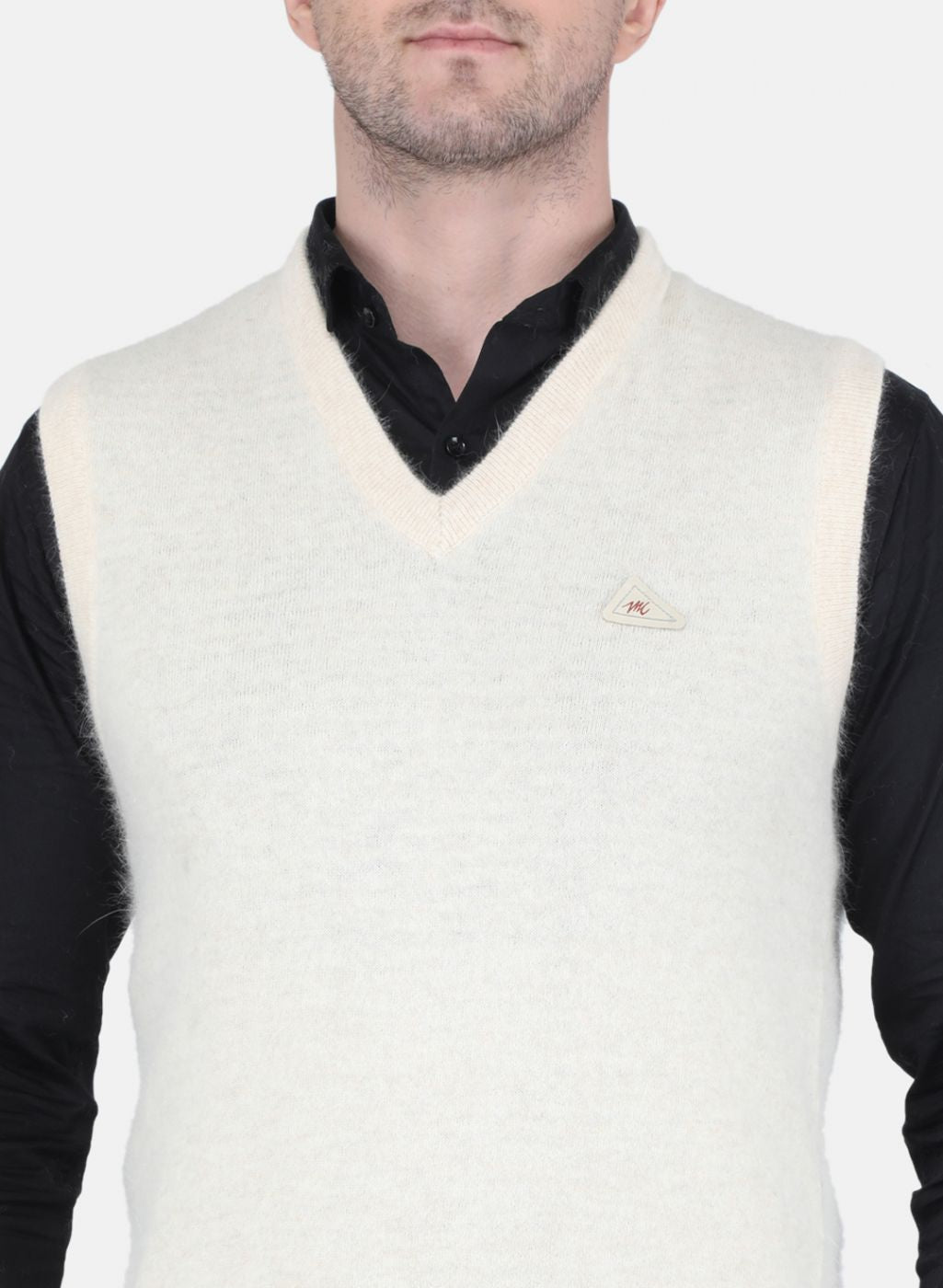 Men Cream Solid Sweater