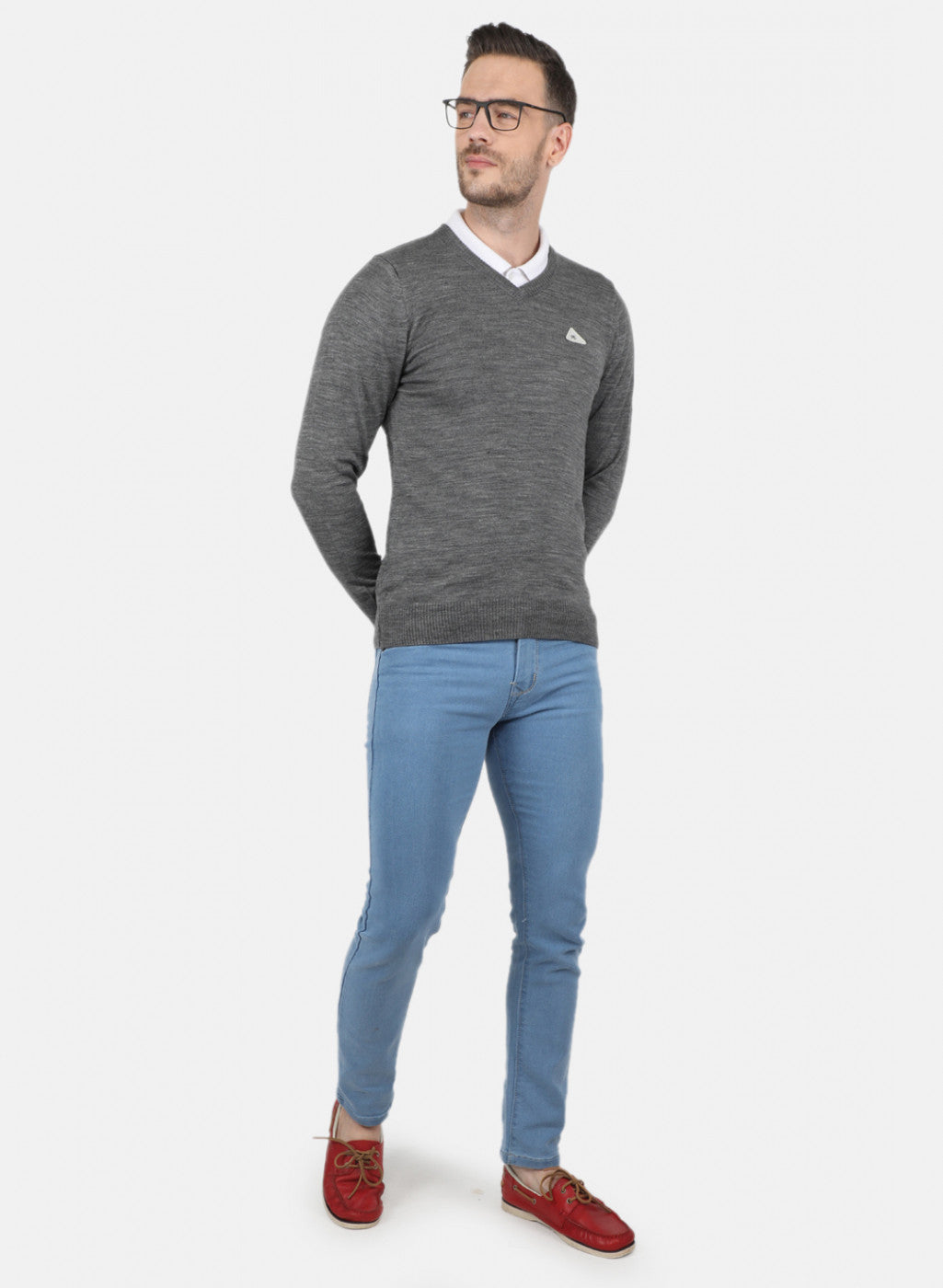 Men Grey Solid Pullover