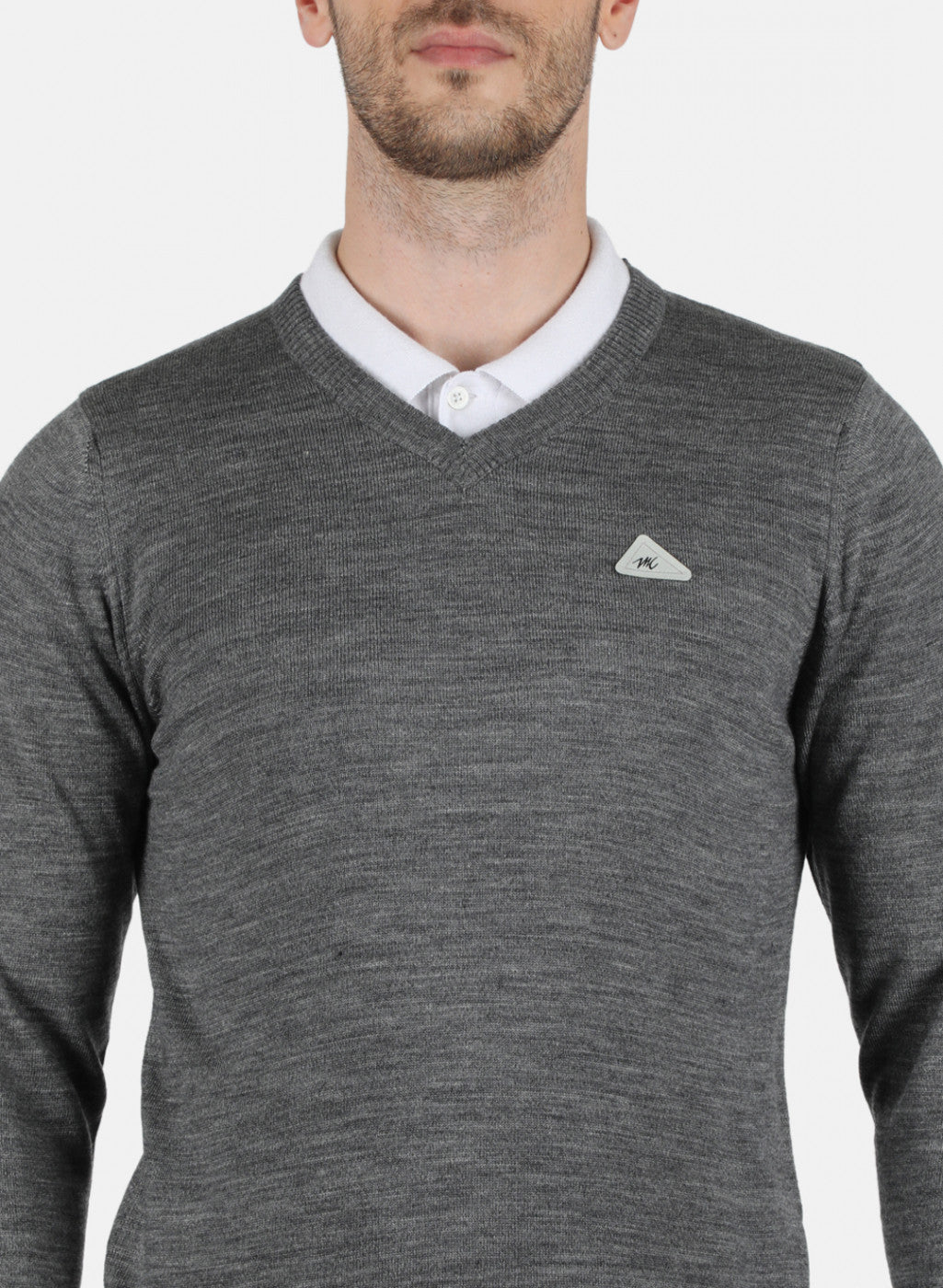 Men Grey Solid Pullover