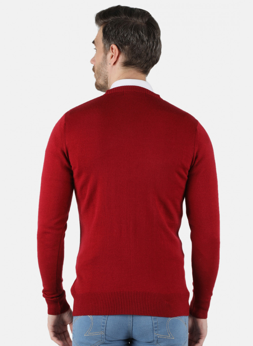 Men Maroon Solid Pullover