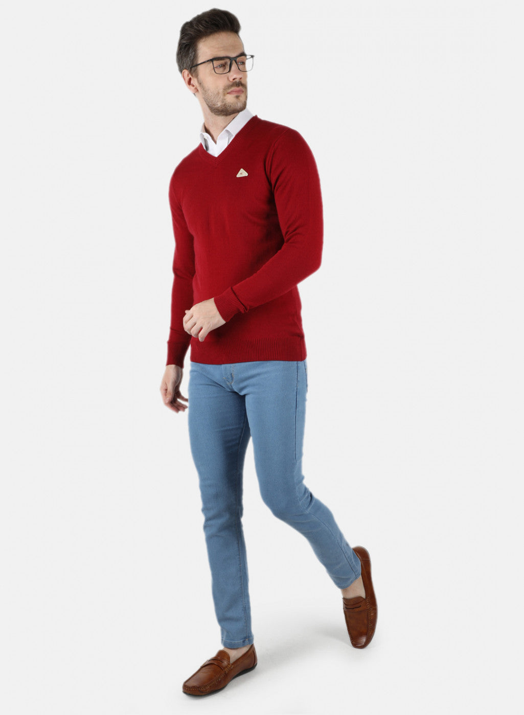 Men Maroon Solid Pullover