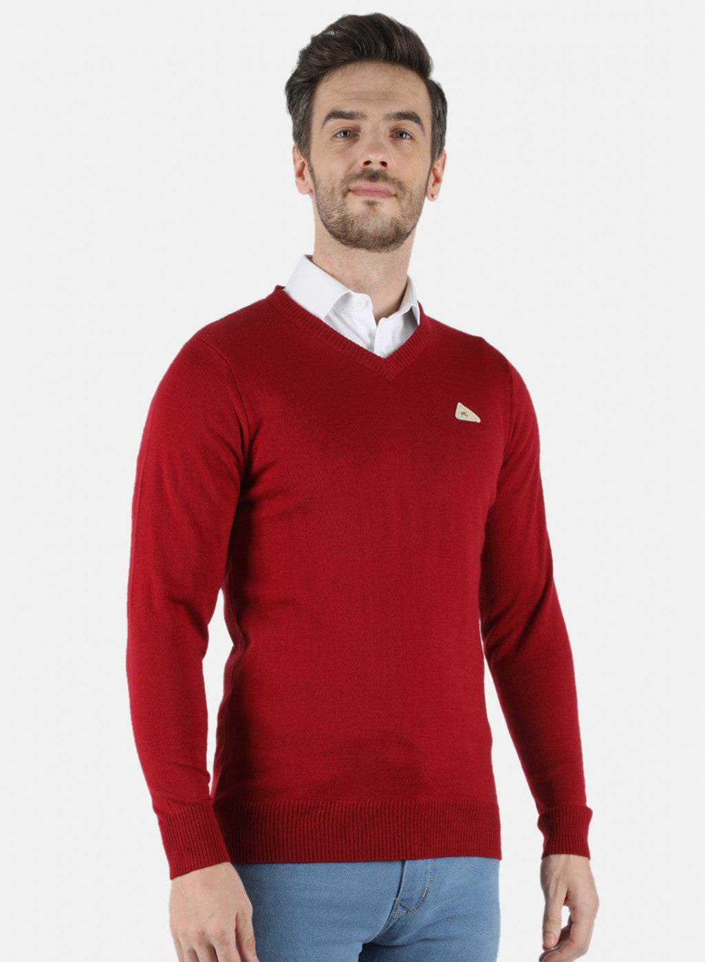 Men Maroon Solid Pullover