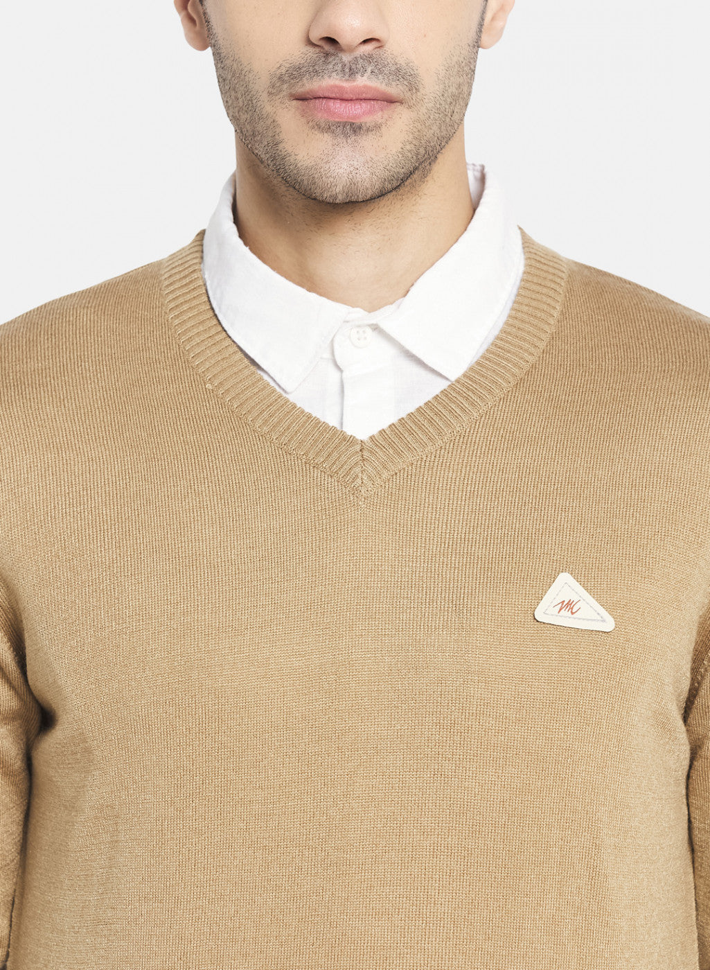 Men Tan Brown Solid Pullover